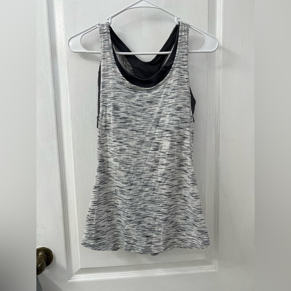 Lululemon On Track Tank 2 In 1 Gray Tiger Space Dye (Size 6) - Picture 3 of 11